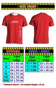 Size Chart Kaos